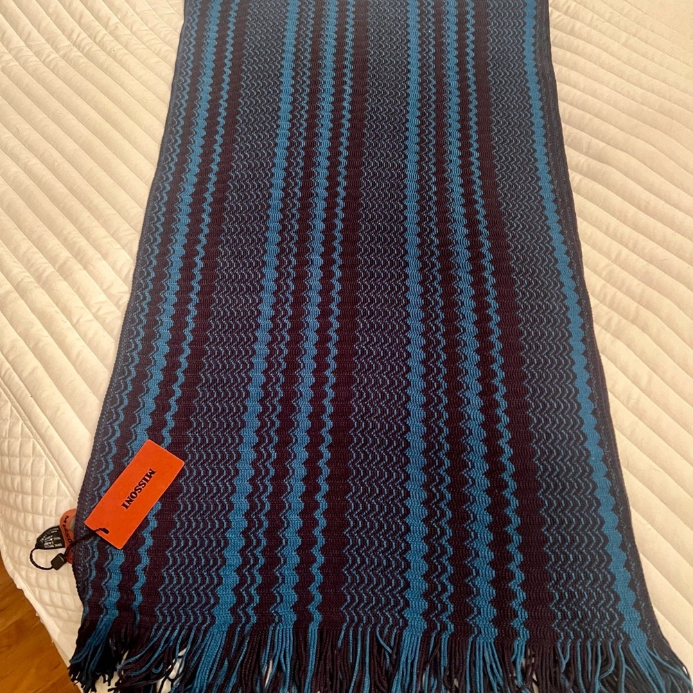 Missoni Blue and Black Zigzag Scarf